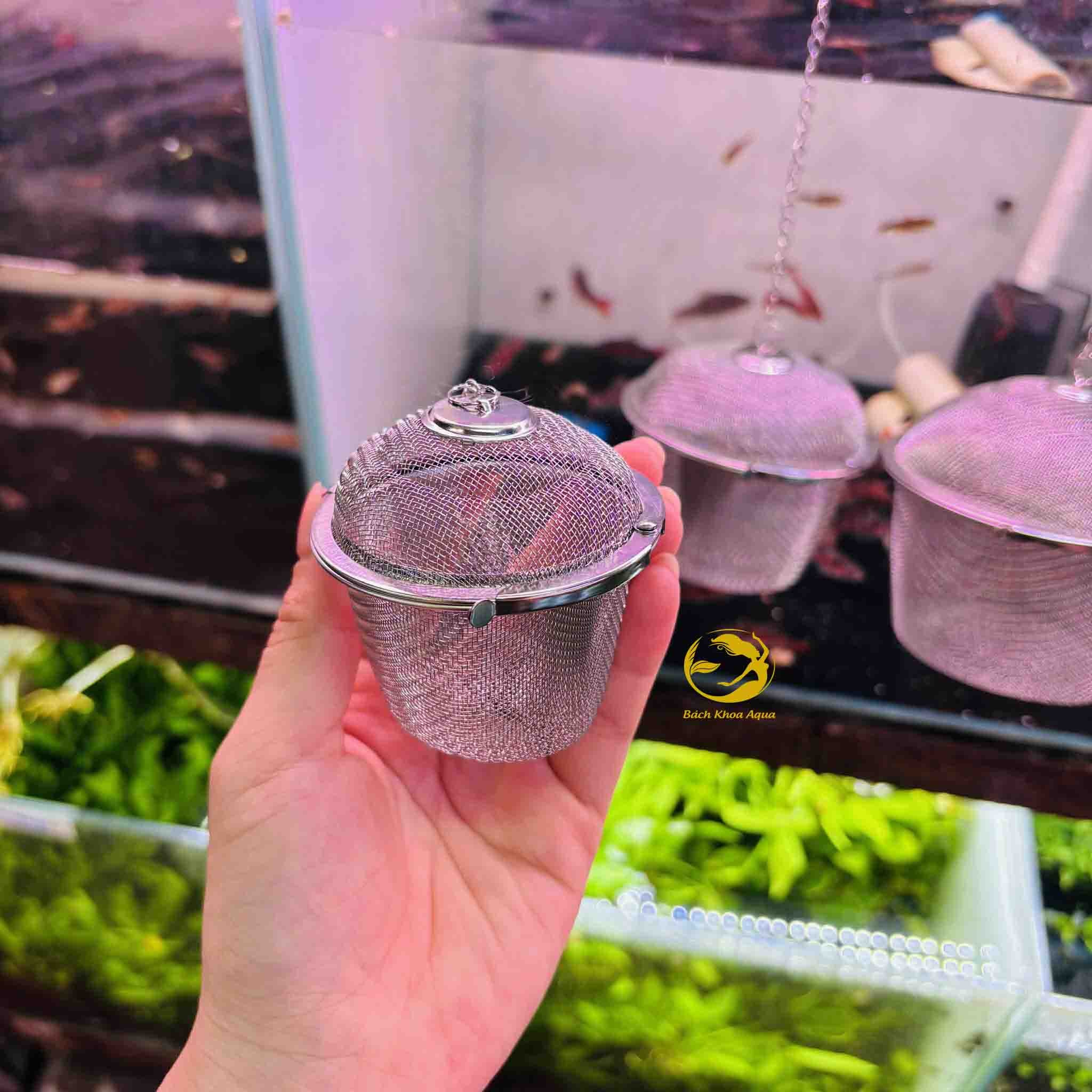 Lồng inox 304 đựng trùng huyết hoặc thức ăn cho cá cảnh